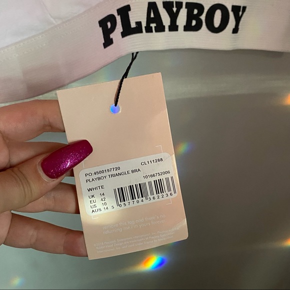 NWT Playboy White and Black Triangle Bra Bralette - Picture 3 of 3